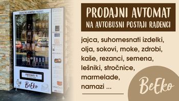 PRODAJNI AVTOMAT NA AVTOBUSNI POSTAJI - EKOLOŠKE IN LOKALNE DOBROTE