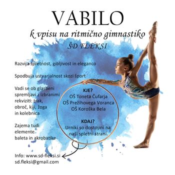Vabilo k vpisu na ritmično gimnastiko
