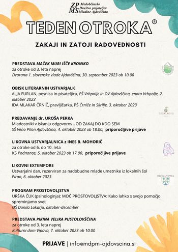 Medobčinsko društvo prijateljev mladine Ajdovščina z bogatim programom v Teden otroka ®