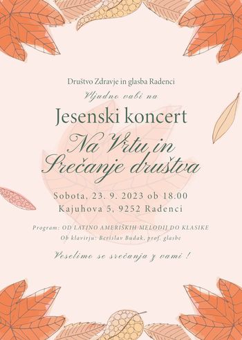 JESENSKI KONCERT IN SREČANJE DRUŠTVA ZDRAVJE IN GLASBA RADENCI
