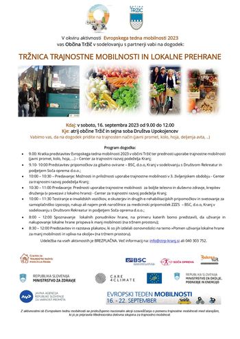 TRŽNICA TRAJNOSTNE MOBILNOSTI IN LOKALNE PREHRANE