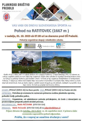 Pohod na Ratitovec ob dnevu Slovenskega športa 