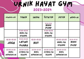 NOVI VPISI - vodene vadbe in treningi boksa HAYAT GYM 
