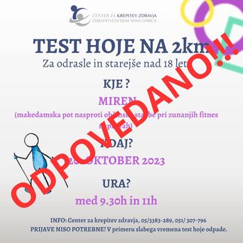TEST HOJE, zaradi slabega vremena, ODPADE