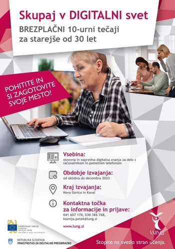 Skupaj v digitalni svet - BREZPLAČNI TEČAJI DIGITALNIH SPRETNOSTI na LUNG-u