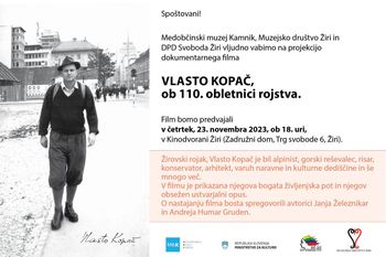 Projekcija dokumentarnega filma Vlasto Kopač, ob 110. obletnici rojstva Projekcija dokumentarnega filma Vlasto Kopač, ob 110. obletnici rojstva