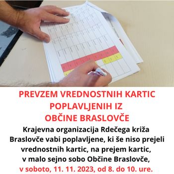 Prevzem vrednostnih kartic poplavljenih v Občini Braslovče
