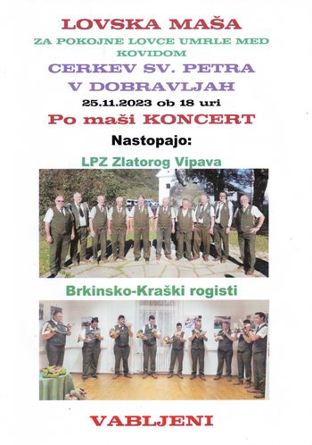 Koncert Lovskega pevskega zbora Zlatorog Vipava z gosti