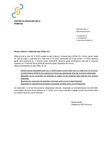 Novela Zakona o štipendiranju (Zštip-1C)