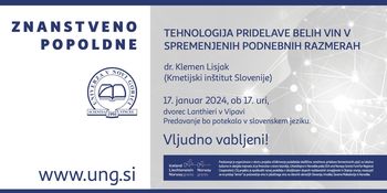 Vabilo na predavanje "Tehnologija pridelave belih vin v spremenjenih podnebnih razmerah" 