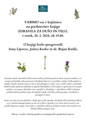 ZDRAVILA ZA DUŠO IN TELO