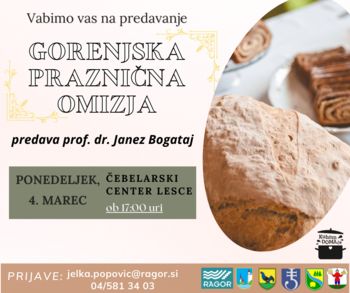 Gorenjska praznična omizja - predavanje dr. Janeza Bogataja v Lescah