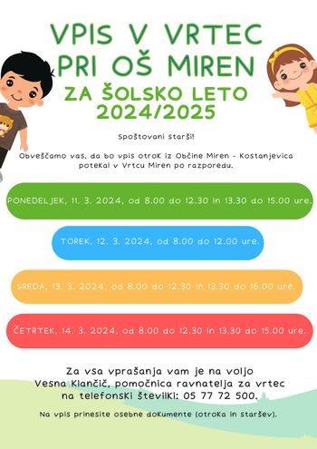 VPISI V VRTEC PRI OŠ MIREN