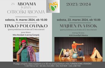 TINKO POLOVINKO in MAJHEN IN VISOK, igrani predstavi za otroke od 3. leta starosti