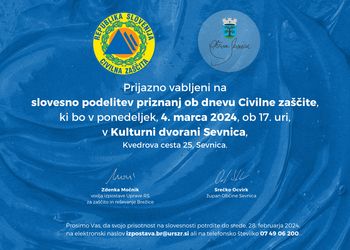 Slovesna podelitev priznanj ob dnevu Civilne zaščite