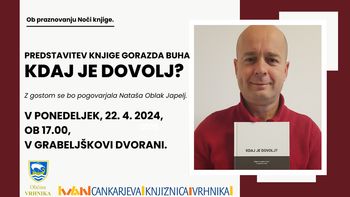 Predstavitev knjige Gorazda Buha: Kdaj je dovolj?