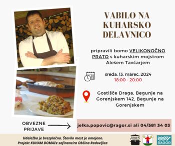 KUHAM DOMAče - kuharska delavnica v Gostišču Draga - PRIJAVE SO ZAPRTE!!