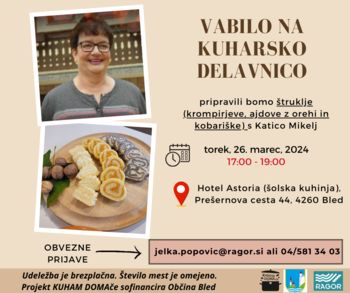 KUHAM DOMAČE - kuharska delavnica na Bledu