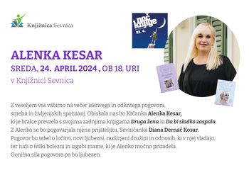 Pogovorni večer z Alenko Kesar ob svetovnem dnevu knjige