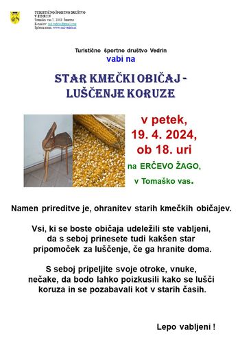 Tradicionalna prireditev - Luščenje koruze