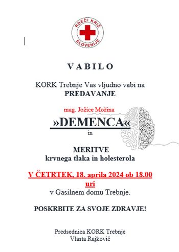 Predavanje "DEMENCA" in MERITVE