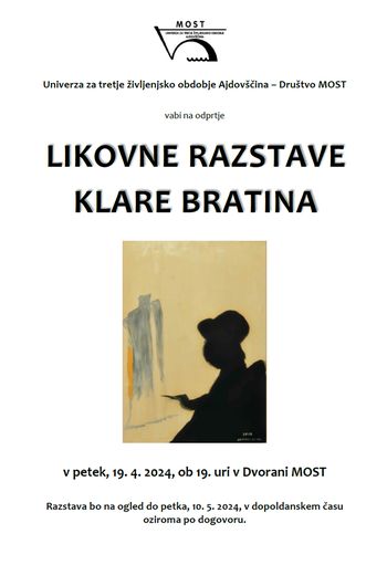 Samostojna likovna razstava Klare Bratina