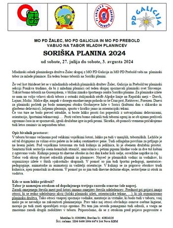 Počitniški planinski tabor SORIŠKA PLANINA 2024