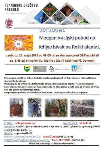 Medgeneracijski pohod na Adijev bivak na Reški planini