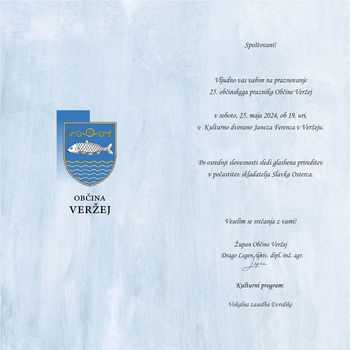Vabilo na praznovanje 25. občinskega praznika Občine Veržej 