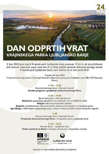 Vabilo na Dan odprtih vrat Krajinskega parka Ljubljansko barje