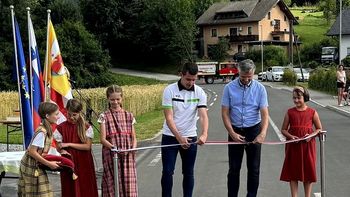 Šolska cesta na Dolžu z novim pločnikom in javno razsvetljavo