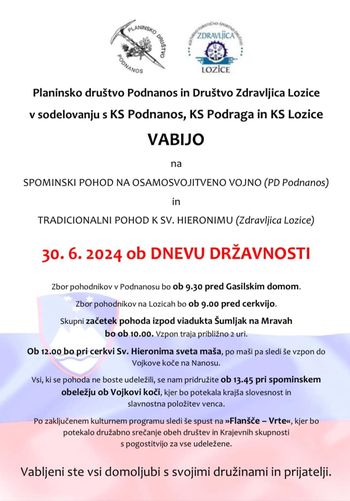 Spominski pohod na osamosvojitveno vojno in tradicionalni pohod k Sv. Hieronimu