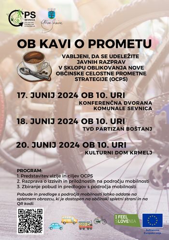 Ob kavi o prometu: javni posveti v sklopu oblikovanja nove občinske celostne prometne strategije (OCPS)
