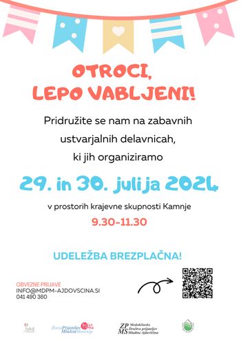POČITNIŠKA DELAVNICA ZA OTROKE V KS KAMNJE-POTOČE