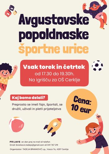 Avgustovske popoldanske športne urice s Tadejo Brankovič
