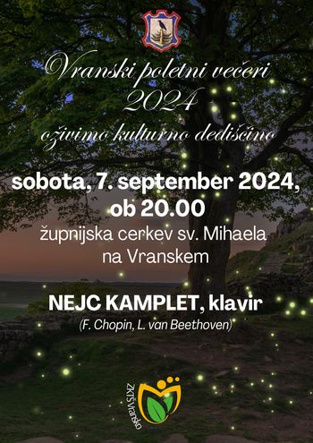 Vranski poletni večeri 2024 - oživimo kulturno dediščino, NEJC KAMPLET, klavir