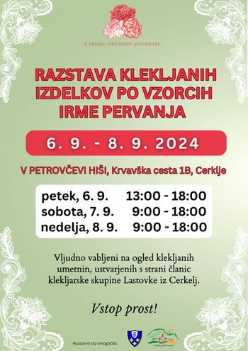 Razstava klekljanih izdelkov - Po vzorcih Irme Pervanja