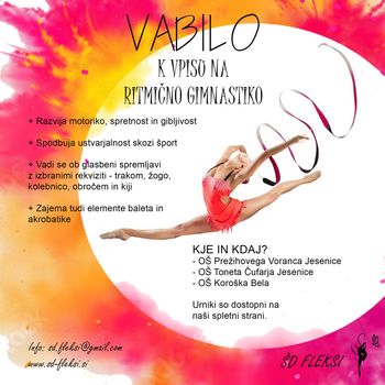 Vabilo k vpisu na ritmično gimnastiko