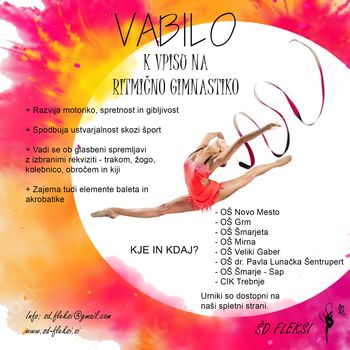 Vabilo k vpisu na ritmično gimnastiko