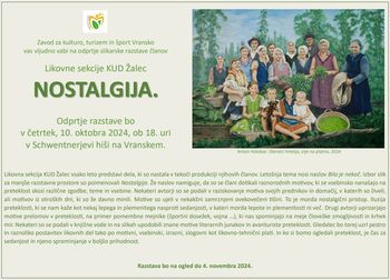 Vabilo na odprtje razstave Nostalgija