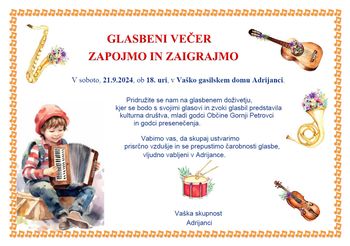 Glasbeni večer Zapojmo in zaigrajmo