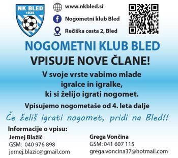 Pridruži se Nogometnemu klubu Bled