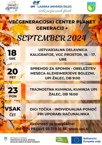 VEČGENERACIJSKI CENTER NA UPI ŽALEC VABI NA BREZPLAČNE AKTIVNOSTI