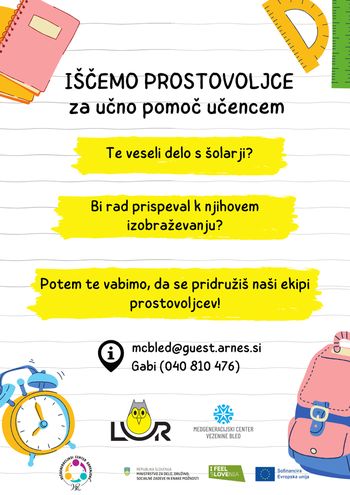 Iščemo prostovoljce za učno pomoč otrokom