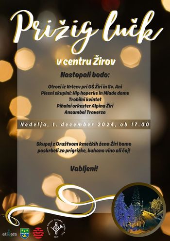Prižig lučk v centru Žirov