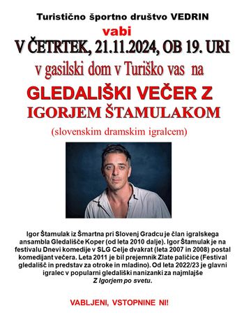 Gledališki večer z Igorjem Štamulakom