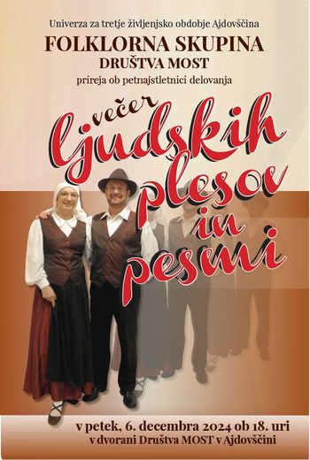 Večer primorskih in dolenjskih ljudskih plesov ob 15-letnici Folklorne skupine MOST