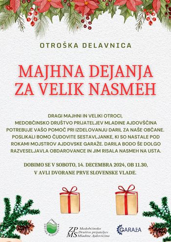 Otroška delavnica MAJHNA DEJANJA ZA VELIK NASMEH