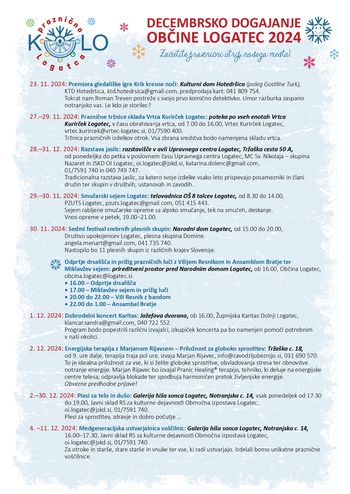 Dopolnjen program decembrskih prireditev, Občina Logatec