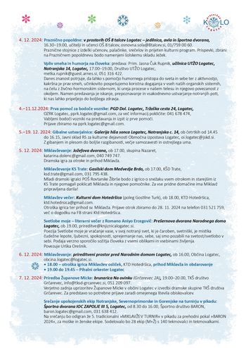 Dopolnjen program decembrskih prireditev, Občina Logatec